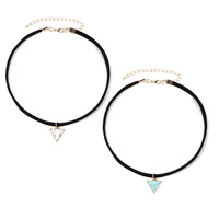 Velvet Choker Velveteen with Turquoise zinc alloy lobster clasp with 2lnch extender chain Triangle gold color plated Sold Per Approx 11.8 Inch Strand
