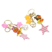 Bag Purse Charms Keyrings Keychains Acrylic with Iron Duck gold color plated Approx 25mm Sold Per Approx 4.5 Inch Strand