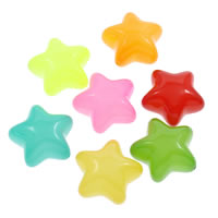 Jelly Style Akryl perler, Stjerne, gelé stil, flere farver til valg, 23x23x14mm, Hole:Ca. 1mm, 10pc'er/Bag, Solgt af Bag