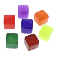 Jelly Style Akryl perler, Cube, gelé stil, flere farver til valg, 18x18mm, Hole:Ca. 2mm, 10pc'er/Bag, Solgt af Bag