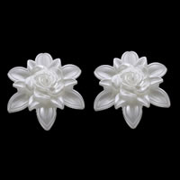 Plastique ABS perle accessoires de costume, fleur, blanc, 54x19mm, Trou:Environ 1mm, Environ 70PC/sac, Vendu par sac