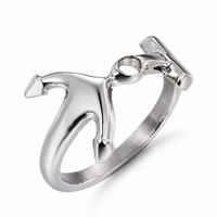 Stainless Steel Finger Ring, Anchor, nautical pattern & different size for choice, original color, 14x21mm, Sold By PC