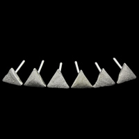 metal Arito, con earnutplástico, Triángulo, chapado en plata real, cepillado, libre de plomo & cadmio, 7x2mm, Vendido por Par