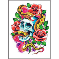 Tattoo Sticker, Paper, Skull, waterproof, 210x150mm, 20PCs/Bag, Sold By Bag