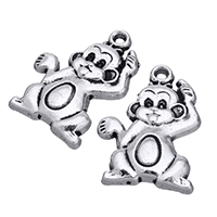 Tibetan Style Animal Pendants, Monkey, antique silver color plated, nickel, lead & cadmium free, 16x22x2.50mm, Hole:Approx 2mm, 200PCs/Lot, Sold By Lot