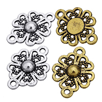 Flower Tibetan Style Connector, plated, 1/1 loop, more colors for choice, nickel, lead & cadmium free, 20.50x15.50x3.50mm, Hole:Approx 2mm, 500PCs/Lot, Sold By Lot