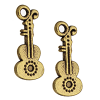 Musical Instrument Shaped Tibetan Style Pendants, Guitar, antique gold color plated, nickel, lead & cadmium free, 9x21x2mm, Hole:Approx 2mm, 500PCs/Lot, Sold By Lot