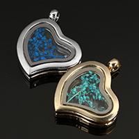 Tibetan Style Floating Locket Pendant, with Dried Flower & Glass, Heart, plated, more colors for choice, nickel, lead & cadmium free, 27x33x6mm, Hole:Approx 4mm, 10PCs/Lot, Sold By Lot