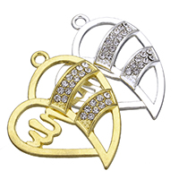 Zinc Alloy Heart Pendants plated with rhinestone nickel lead & cadmium free Approx 3mm Sold By Lot