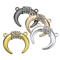 Zinc Alloy Rhinestone Pendants Horn plated with rhinestone & double-hole nickel lead & cadmium free Approx 2mm Sold By Lot