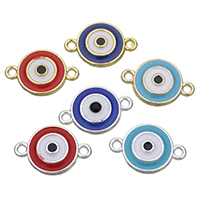 Evil Eye Connector, Tibetan Style, plated, enamel & 1/1 loop, more colors for choice, nickel, lead & cadmium free, 18x12x2mm, Hole:Approx 1.5mm, 200PCs/Lot, Sold By Lot