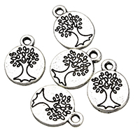 Tibetan Style Flat Round Pendants, antique silver color plated, nickel, lead & cadmium free, 11x15x1.50mm, Hole:Approx 1.5mm, 1000PCs/Lot, Sold By Lot