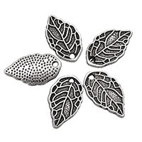 Tibetan Style Leaf Pendants, antique silver color plated, nickel, lead & cadmium free, 9.50x16.50mm, Hole:Approx 2mm, 1000PCs/Lot, Sold By Lot
