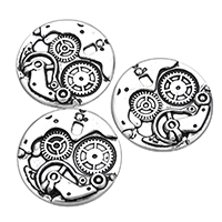 Tibetan Style Flat Round Pendants, antique silver color plated, nickel, lead & cadmium free, 25x25x3mm, Hole:Approx 3x2mm, 200PCs/Lot, Sold By Lot