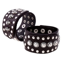 Men Bracelet Cowhide with Zinc Alloy plated with rivet stud & with skull pattern & adjustable & for man nickel lead & cadmium free 40mm Length Approx 9 Inch Sold By Lot