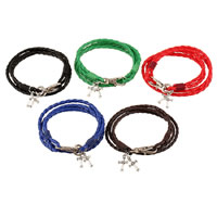 Unisex Bracelet PU Leather with Zinc Alloy Wrapped Cross plated nickel lead & cadmium free 3mm Length Approx 16.5 Inch Sold By Lot