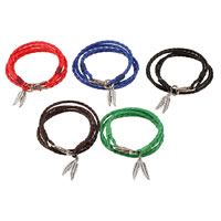 Unisex Bracelet PU Leather with Zinc Alloy Leaf plated nickel lead & cadmium free 3mm Length Approx 16.5 Inch Sold By Lot