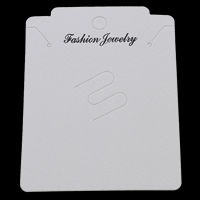 Paper Jewelry Set Display Card, Rectangle, with letter pattern, white, 61x79mm, 200PCs/Bag, Sold By Bag