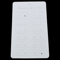Paper Earring Stud Display Board, Rectangle, with letter pattern, white, 75x130mm, 200PCs/Bag, Sold By Bag