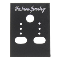 Plastic Earring Stud Display Board, Rectangle, with letter pattern, black, 30x42x4mm, 1000PCs/Bag, Sold By Bag