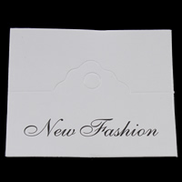 Jewelry Card, Paper, Rectangle, with letter pattern, white, 66x55mm, 200PCs/Bag, Sold By Bag