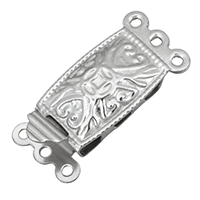 Stainless Steel Box Clasp, 3-strand, original color, 21x10x4.50mm, Hole:Approx 0.5mm, 500PCs/Lot, Sold By Lot