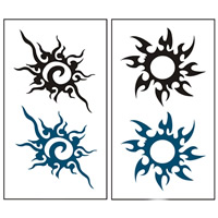 Sticker Tattoo, Páipéar, Sun, dearaí éagsúla do rogha & uiscedhíonach, 105x60mm, 100ríomhairí pearsanta/Mála, Díolta De réir Mála