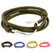 Unisex Bracelet, Polyamide, with Tibetan Style, Pirate Fishhook, word hope, antique silver color plated, 2-strand, more colors for choice, nickel, lead & cadmium free, 40x20mm, Length:Approx 15.7 Inch, 2Strands/Lot, Sold By Lot