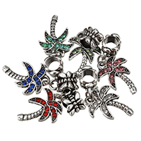 European Style Zinc Alloy Dangle Beads Tree antique silver color plated without troll & with rhinestone nickel lead & cadmium free 29mm  Approx 5mm Sold By Lot
