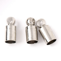 Brass End Cap, Column, platinum color plated, lead & cadmium free, 3.5x8mm, Hole:Approx 1mm, 3mm, 1000PCs/Bag, Sold By Bag