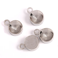 Brass Pendant Setting, Flat Round, platinum color plated, lead & cadmium free, 6x9x3mm, Hole:Approx 1mm, Inner Diameter:Approx 5mm, 1000PCs/Bag, Sold By Bag