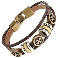 Unisex Bracelet Cowhide with PU Leather & Zinc Alloy plated  nickel lead & cadmium free 10mm Sold Per Approx 7.8 Inch Strand