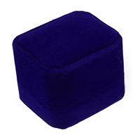 velluto scatola anello singolo, with Glue Film, Rettangolo, blu, 51x59x48mm, 30PC/lotto, Venduto da lotto