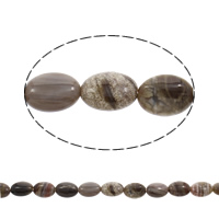 Natürliche Streifen Achat Perlen, flachoval, 14x10x6mm, ca. 29PCs/Strang, verkauft per ca. 15.5 ZollInch Strang
