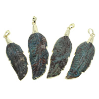 Natural Imperial Jasper Pendants Impression Jasper with brass bail gold color plated mixed - Approx Sold By Bag