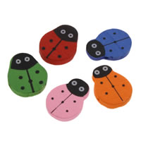 Wood Beads, Ladybug, printing, mixed colors, 21x25x5mm, Hole:Approx 1mm, 500PCs/Bag, Sold By Bag