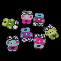 Ξύλο 2-τρύπα Button, Βάτραχος, εκτύπωση, μικτά χρώματα, 23x30x3mm, Τρύπα:Περίπου 1mm, 500PCs/τσάντα, Sold Με τσάντα