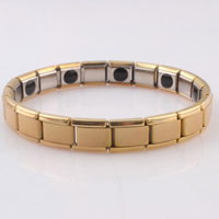 Bijoux bracelet en acier inoxydable, Placage de couleur d'or, émail, 10mm, Vendu par Environ 7.4 pouce brin