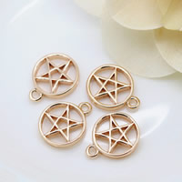 Brass Jewelry Pendants, pentagram, 24K gold plated, nickel, lead & cadmium free, 13.50x17x3mm, Hole:Approx 1.5mm, 30PCs/Lot, Sold By Lot