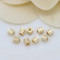 Perles bijoux en laiton, rectangle, Plaqué d'or 24K, protéger l'environnement, sans nickel, plomb et cadmium, 3x3.50mm, Trou:Environ 1mm, 100PC/lot, Vendu par lot