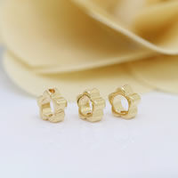 24K Gold Perlen, Messing, Blume, 24 K vergoldet, frei von Nickel, Blei & Kadmium, 6x2.50mm, Bohrung:ca. 0.8mm, 100PCs/Menge, verkauft von Menge