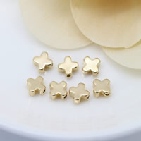 Brass, Flower, 24K gold plated, nickel, lead & cadmium free, 6x3mm, Hole:Approx 0.8mm, 100PCs/Lot, Sold By Lot