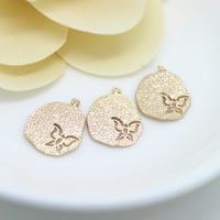 Hollow Brass Pendants 24K gold plated with butterfly pattern & hammered nickel lead & cadmium free Approx 1mm Sold By Lot