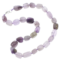 Purple Fluorite Necklace, brass lobster clasp, natural, 14x11x10mm, Sold Per Approx 17 Inch Strand