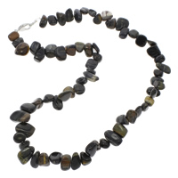 Lace Agate Necklace, brass lobster clasp, natural, black, 8x4mm-15x12x6mm, Sold Per Approx 18.5 Inch Strand