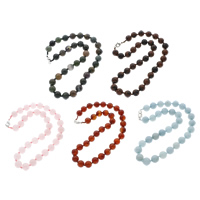 Edelstein Halskette, Messing Karabinerverschluss, rund, verschiedenen Materialien für die Wahl, 12mm, verkauft per ca. 18.5 ZollInch Strang