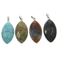 Gemstone Pendants Jewelry, with brass bail, faceted & mixed, 16x33x7mm, Hole:Approx 2x5mm, 5PCs/Bag, Sold By Bag