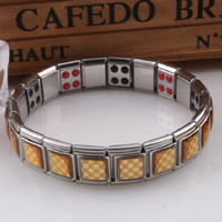 Stainless Steel Jewelry Bracelet, with Resin, plated, 13mm, Sold Per Approx 7.6 Inch Strand