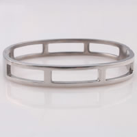 Stainless Steel Bangle, original color, 9mm, Inner Diameter:Approx 65x60mm, Length:Approx 7.4 Inch, Sold By PC