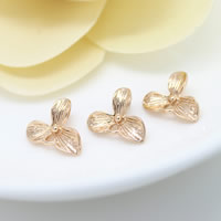 Brass Jewelry Pendants, Flower, 24K gold plated, with loop, nickel, lead & cadmium free, 12mm, Hole:Approx 1mm, 2mm, 50PCs/Lot, Sold By Lot